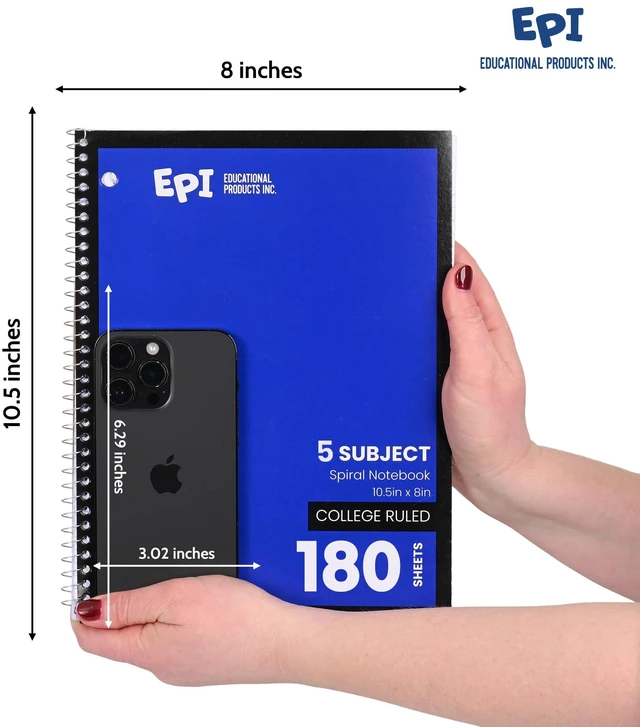 Alt view image 3 of 7 - Spiral Notebook | 5 Subject - College Ruled - 180 Sheets, Durable Spiral Binding | 10.5 x 8 in | Classroom Supplies | School, Office, Note Taking, Journaling - 24 Pack