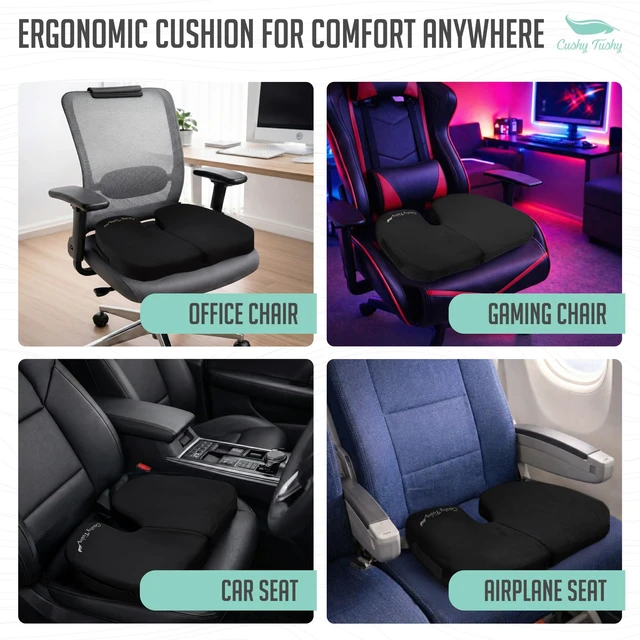 Alt view image 7 of 7 - Premium Slim Foldable Travel Seat Cushion - for Relief of Lower Back, Sciatic, Butt and Tailbone Pain - for Home & Office Use, Perfect for Travel or Driving - Slim Coccyx Cushion - Black
