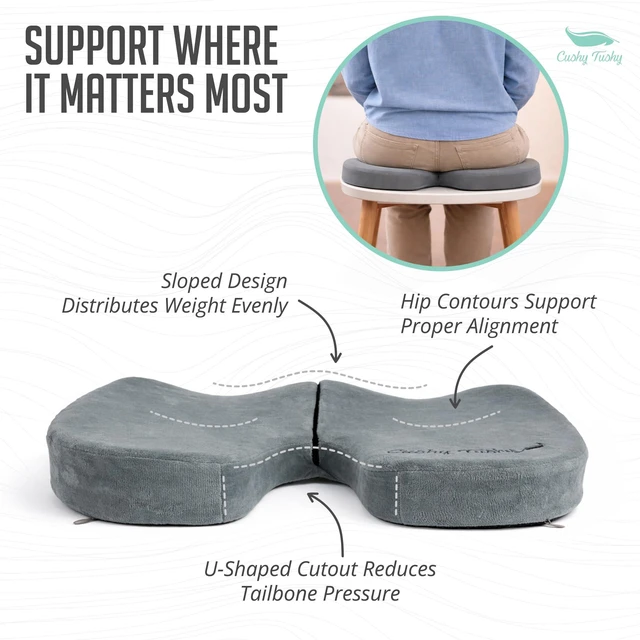 Alt view image 6 of 7 - Premium Slim Foldable Travel Seat Cushion - for Relief of Lower Back, Sciatic, Butt and Tailbone Pain - for Home & Office Use, Perfect for Travel or Driving - Slim Coccyx Seat Cushion