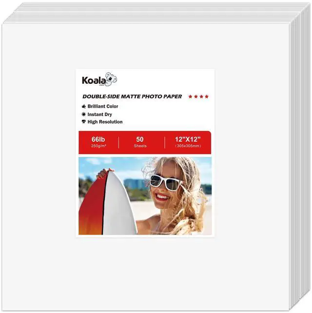 Main image of Double Sided Thick Matte Photo Paper 12x12 Inch 66LB 50 Sheets 250gsm Heavyweight Cardstock Paper Compatible with Inkjet Printer and Dye Ink