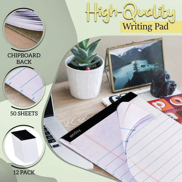 Alt view image 3 of 7 - Legal Pads 8.5 x 11 Inch, (12 Pack) 50 Sheets per Notepad, White Note Pads, Legal Ruled Writing Pad with Perforated Pages, White Paper Legal Pad for Work and Note-Taking