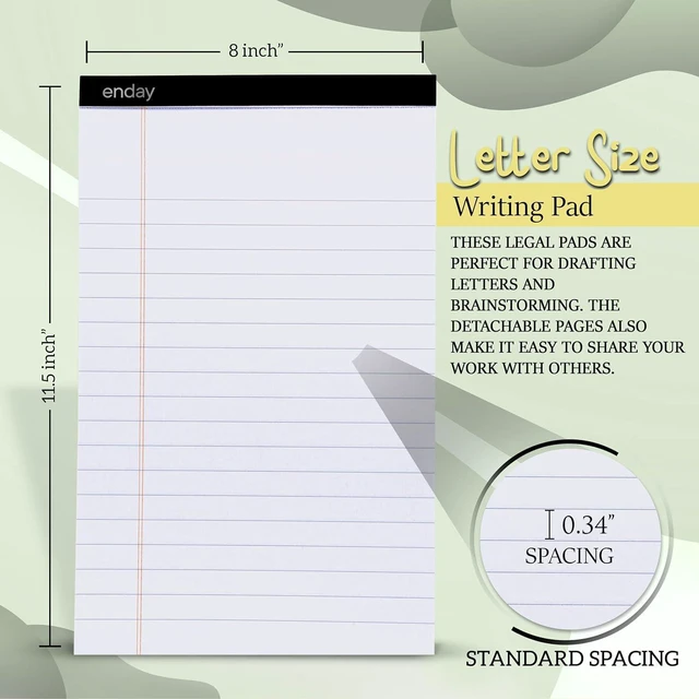 Alt view image 5 of 7 - Legal Pads 8.5 x 11 Inch, (12 Pack) 50 Sheets per Notepad, White Note Pads, Legal Ruled Writing Pad with Perforated Pages, White Paper Legal Pad for Work and Note-Taking