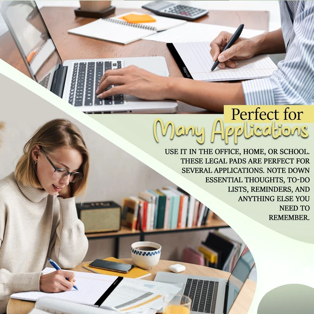 Alt view image 4 of 7 - Legal Pads 8.5 x 11 Inch, (12 Pack) 50 Sheets per Notepad, White Note Pads, Legal Ruled Writing Pad with Perforated Pages, White Paper Legal Pad for Work and Note-Taking
