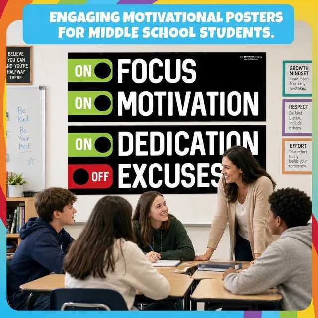 Alt view image 4 of 6 - 2 Pack 13.5" x 39" Educational Motivational Posters Classroom Banners for Teachers Wall Decor for Pre, Elementary and Middle School - Creates Motivated Classroom Environment