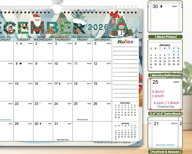 Alt view image 3 of 6 - Calendar 2026-2027 18 Months, 3 Pack-Colorful 14.4" x 11.4" | 110GSM Thick Paper | No-Bleed | Stickers Attached | Home, School & Office Use
