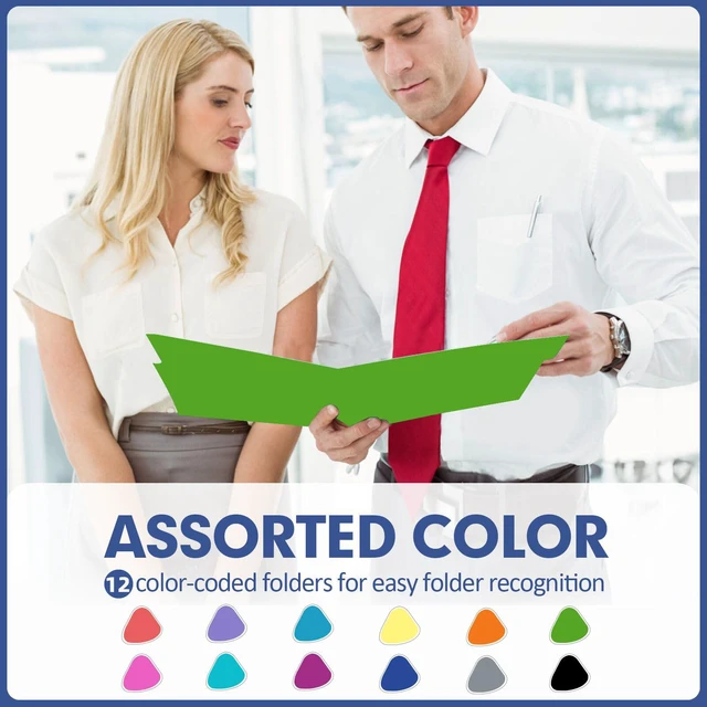 Alt view image 4 of 7 - Colored File Folders, 270 Pack 1/3 Cut Tab File Folder, 12 Colors Colored Manila Folder With Tabs for Filing and Organization, Letter Size, 1/3 Cut Tab, Sturdy with Tabs for Office Classroom