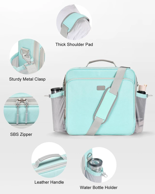 Alt view image 4 of 7 - 3 Inch 3-Ring Zipper Binder with Water Bottle Holder and Handle Zip Up Binder with Shoulder Strap, 700 Sheet Capacity, Compatible with 13" MacBook/Tablet, for School, Office, Light Blue