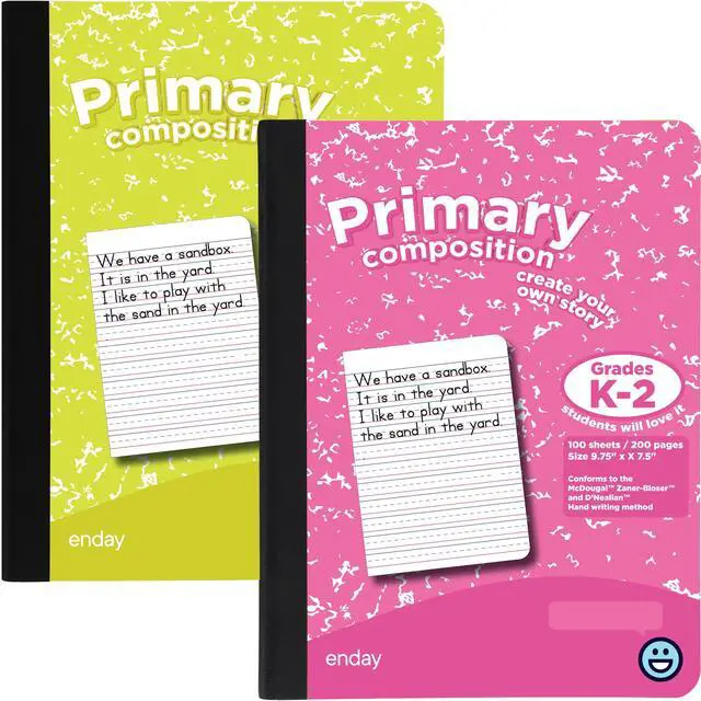 Main image of Primary Composition Notebook K-2, Primary Ruled Composition Book, Primary Composition Notebook for Kids, 100 Sheets kindergarten Notebook, Pink and Yellow (2 Pack)