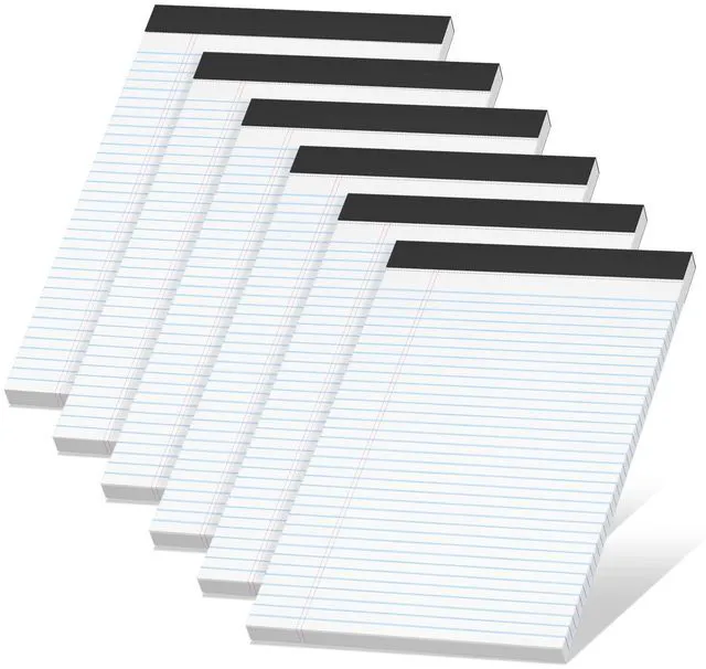 Main image of 6 Pack Legal Pads 8.5 x 11, White, College Ruled, 30 Sheets Each Legal Pads Heavyweight Paper, Ink Bleed Resistant, Smooth Writing Durable Cardboard Back, Easy Tear-Off, White Paper,Everyday Writing
