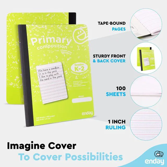 Alt view image 5 of 6 - Primary Composition Notebook K-2, Primary Ruled Composition Book, Primary Composition Notebook for Kids, 100 Sheets kindergarten Notebook, Pink and Yellow (2 Pack)