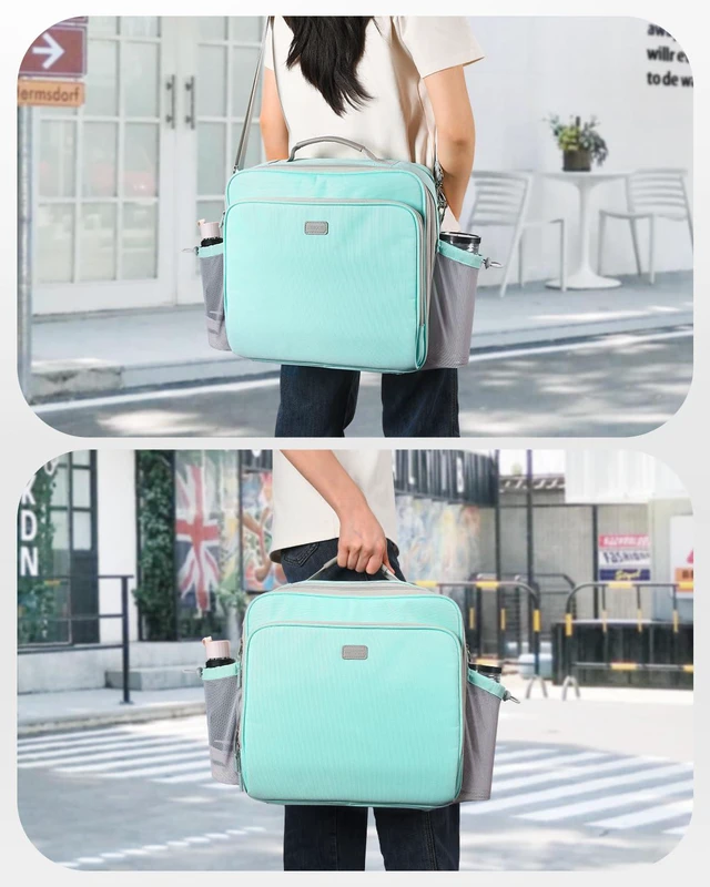 Alt view image 6 of 7 - 3 Inch 3-Ring Zipper Binder with Water Bottle Holder and Handle Zip Up Binder with Shoulder Strap, 700 Sheet Capacity, Compatible with 13" MacBook/Tablet, for School, Office, Light Blue