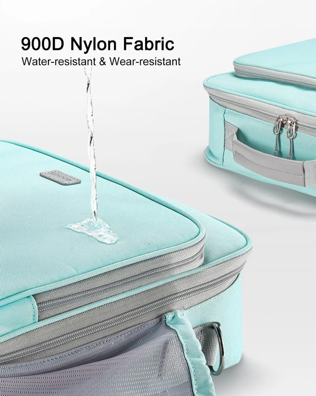 Alt view image 5 of 7 - 3 Inch 3-Ring Zipper Binder with Water Bottle Holder and Handle Zip Up Binder with Shoulder Strap, 700 Sheet Capacity, Compatible with 13" MacBook/Tablet, for School, Office, Light Blue