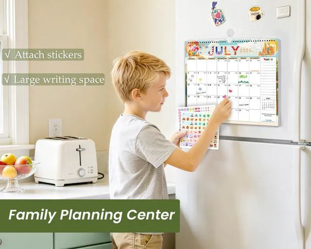 Alt view image 5 of 6 - Calendar 2026-2027 18 Months, 3 Pack-Colorful 14.4" x 11.4" | 110GSM Thick Paper | No-Bleed | Stickers Attached | Home, School & Office Use