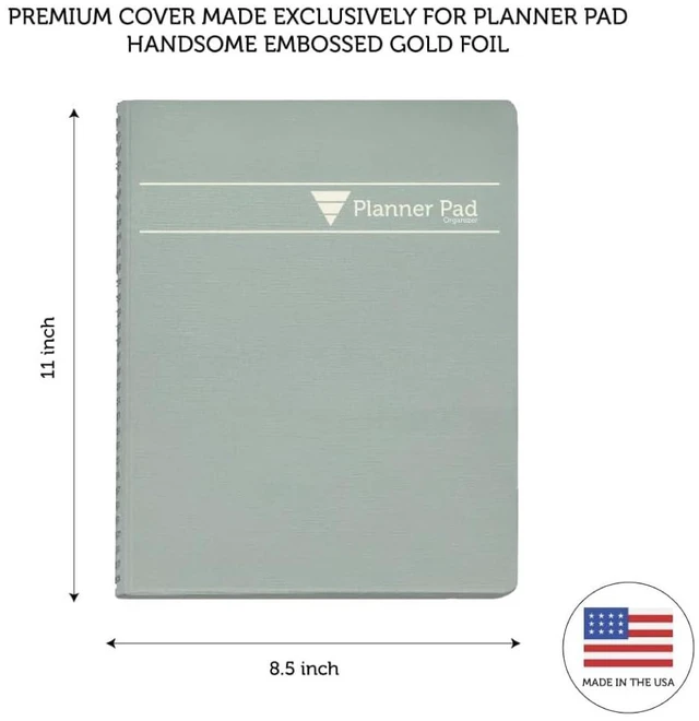 Alt view image 3 of 6 - Spiral Bound July 2026 June 2027 / Academic Year 8 1/2" x 11" Large 3-Tier Funnel Down 12 Month/Weekly Organizer, Greenish Grey Cover/Soft Green Ink