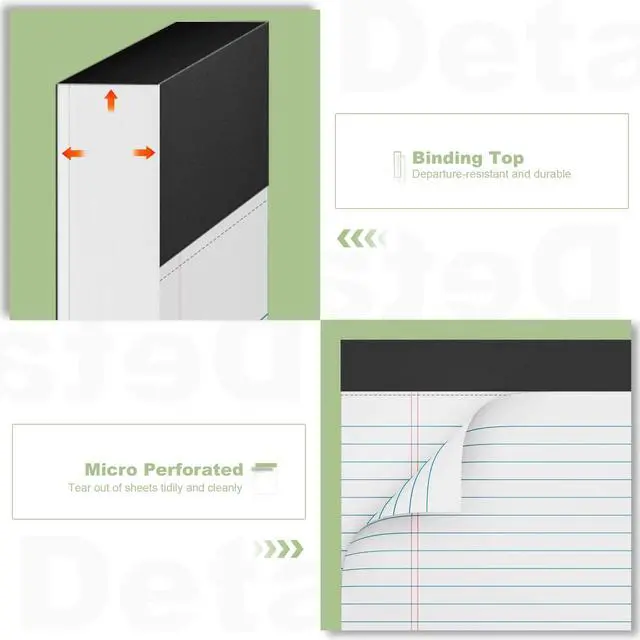 Alt view image 5 of 7 - 6 Pack Legal Pads 8.5 x 11, White, College Ruled, 30 Sheets Each Legal Pads Heavyweight Paper, Ink Bleed Resistant, Smooth Writing Durable Cardboard Back, Easy Tear-Off, White Paper,Everyday Writing