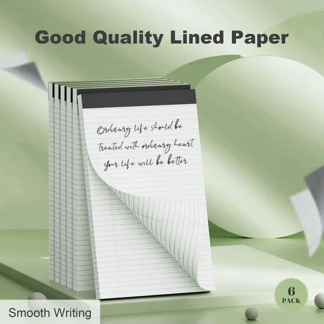 Alt view image 6 of 7 - 6 Pack Legal Pads 8.5 x 11, White, College Ruled, 30 Sheets Each Legal Pads Heavyweight Paper, Ink Bleed Resistant, Smooth Writing Durable Cardboard Back, Easy Tear-Off, White Paper,Everyday Writing