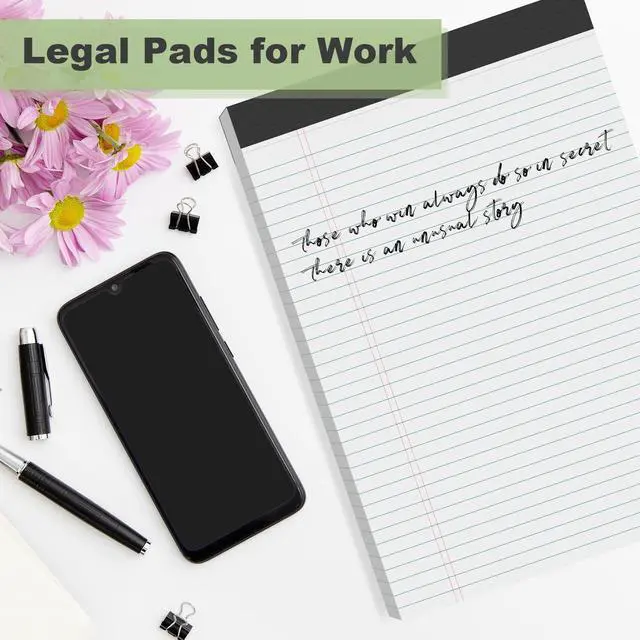 Alt view image 7 of 7 - 6 Pack Legal Pads 8.5 x 11, White, College Ruled, 30 Sheets Each Legal Pads Heavyweight Paper, Ink Bleed Resistant, Smooth Writing Durable Cardboard Back, Easy Tear-Off, White Paper,Everyday Writing