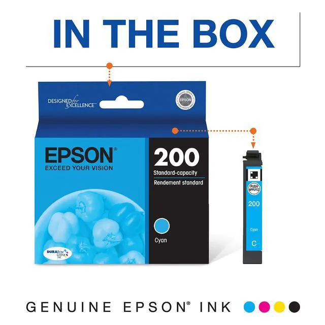Alt view image 2 of 5 - T200 DURABrite Ultra -Ink Standard Capacity Cyan -Cartridge (T200220-S) for Select Expression and Workforce Printers (Pack of 2)