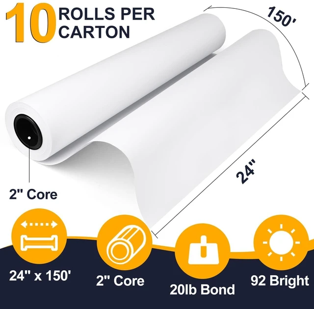 Alt view image 2 of 6 - Wide Format Paper, 2 Rolls Plotter Paper 36 In x 150 Ft 20lb CAD Bond Rolls, Bond Paper on 2" Core for CAD Printing on Wide Format Ink Jet Printers