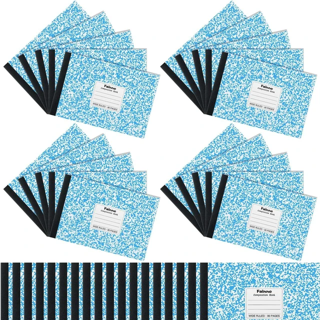 Main image of Half Composition Books,Light Blue,Snowflake 20 Pack Bulk Journals for School Students, Wide Ruled 80 Sheets, 11/32 Inch Spacing, 4-7/8x7-1/2 Size, Primary Covers