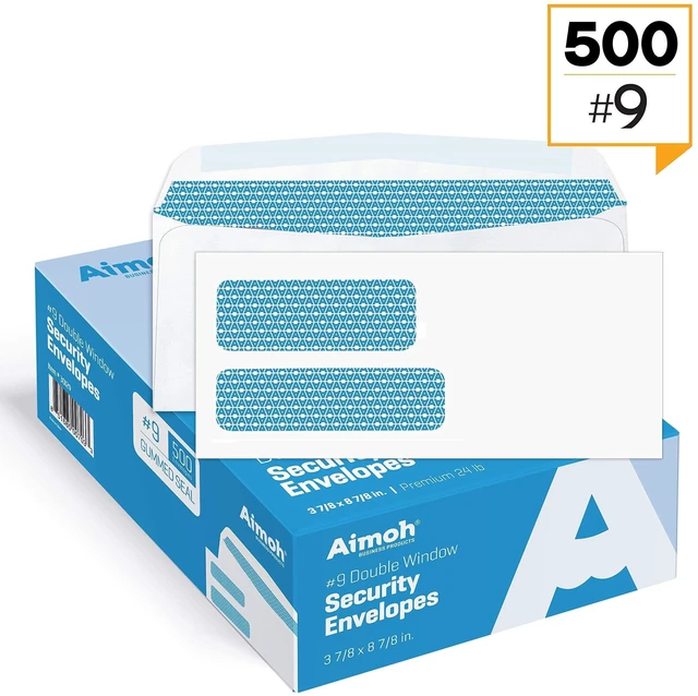 Alt view image 2 of 7 - #9 Envelopes Gummed Security Double Window Envelopes 500 Count Double window, Gummed closure, Security tinted, 24 LB paper, 3-7/8 x 8-7/8 For invoices, statements & legal documents (30129)