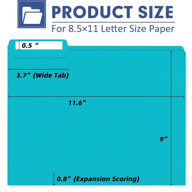 Alt view image 2 of 7 - Colored File Folders, 220 Pack 1/3 Cut Tab File Folder, 12 Colors Colored Manila Folder With Tabs for Filing and Organization, Letter Size, 1/3 Cut Tab, Sturdy with Tabs for Office Classroom