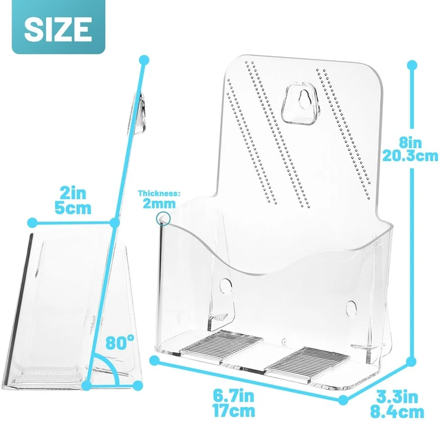 Alt view image 2 of 7 - 4-Pack Clear Acrylic 6 x 9 Bifold Brochure Holders, Wall or Countertop Use Plastic Brochure Display Stand for 8.5 x 5.5 & 6 x 9 Inch Booklets, Catalogs, Menus, Flyers, Literature, and Magazines