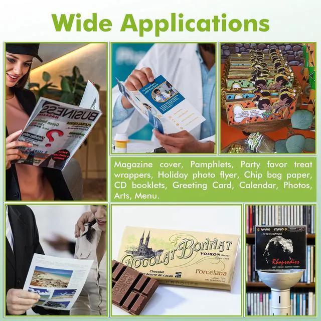 Alt view image 6 of 7 - Double Sided Thin Glossy Photo Paper 13x19 In 32LB 100 Sheets Compatible with Inkjet Printer and Dye Ink for Magazine and Poster Printing, 120gsm