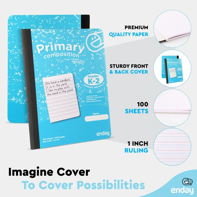 Alt view image 3 of 6 - Primary Composition Notebook K-2, Primary Ruled Composition Book, Primary Composition Notebook for Kids, 100 Sheets kindergarten Notebook, Blue and Purple (2 Pack)