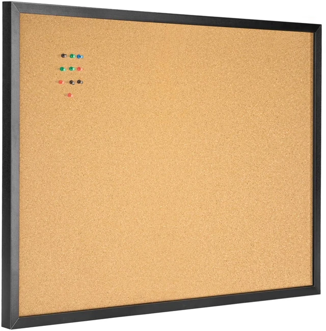 Main image of Cork Board, 24" x 36", Black Framed Bulletin Board, Decorative Hanging Pin Board, Oak Frame Corkboard, Ideal for Home, Office and School