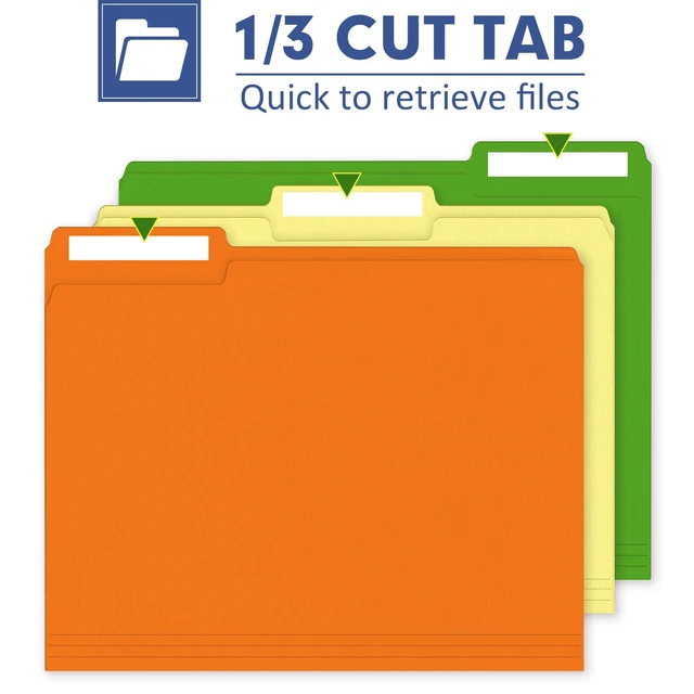 Alt view image 3 of 7 - Colored File Folders, 270 Pack 1/3 Cut Tab File Folder, 12 Colors Colored Manila Folder With Tabs for Filing and Organization, Letter Size, 1/3 Cut Tab, Sturdy with Tabs for Office Classroom