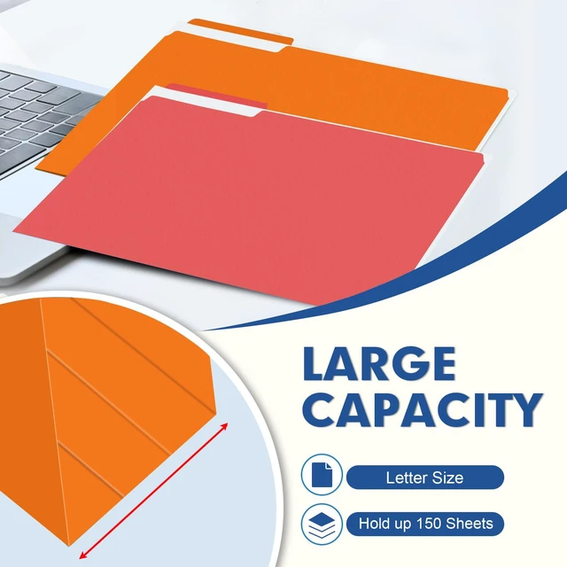 Alt view image 5 of 7 - Colored File Folders, 270 Pack 1/3 Cut Tab File Folder, 12 Colors Colored Manila Folder With Tabs for Filing and Organization, Letter Size, 1/3 Cut Tab, Sturdy with Tabs for Office Classroom