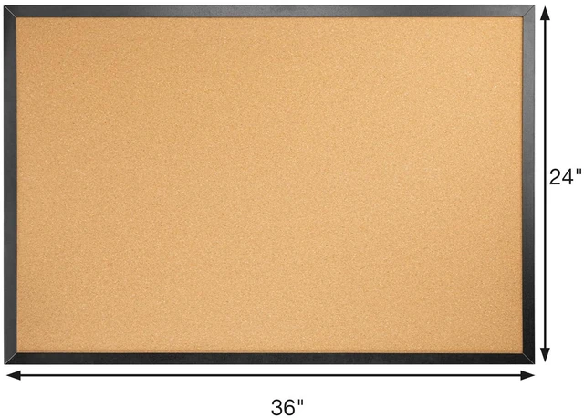 Alt view image 2 of 7 - Cork Board, 24" x 36", Black Framed Bulletin Board, Decorative Hanging Pin Board, Oak Frame Corkboard, Ideal for Home, Office and School