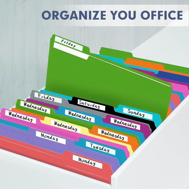 Alt view image 7 of 7 - Colored File Folders, 270 Pack 1/3 Cut Tab File Folder, 12 Colors Colored Manila Folder With Tabs for Filing and Organization, Letter Size, 1/3 Cut Tab, Sturdy with Tabs for Office Classroom