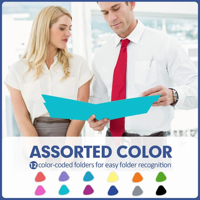 Alt view image 4 of 7 - Colored File Folders, 220 Pack 1/3 Cut Tab File Folder, 12 Colors Colored Manila Folder With Tabs for Filing and Organization, Letter Size, 1/3 Cut Tab, Sturdy with Tabs for Office Classroom