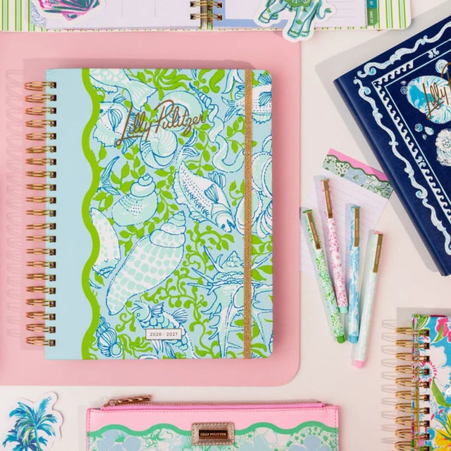 Alt view image 5 of 7 - 17-Month Jumbo 2026-2027 Planner, Throw Me a Line 8.5" x 11.25" Hardcover Agenda with Gold Spiral & Elastic Loop, Weekly & Monthly Layouts, Stickers, Travel & Reflection Pages