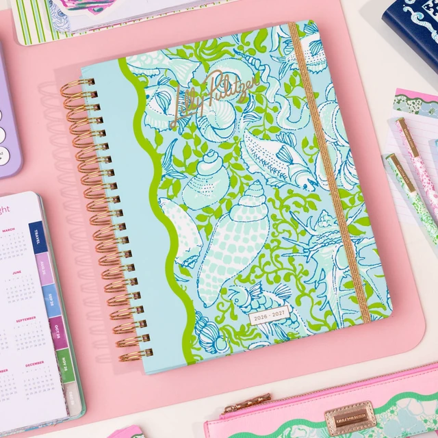 Alt view image 6 of 7 - 17-Month Jumbo 2026-2027 Planner, Throw Me a Line 8.5" x 11.25" Hardcover Agenda with Gold Spiral & Elastic Loop, Weekly & Monthly Layouts, Stickers, Travel & Reflection Pages
