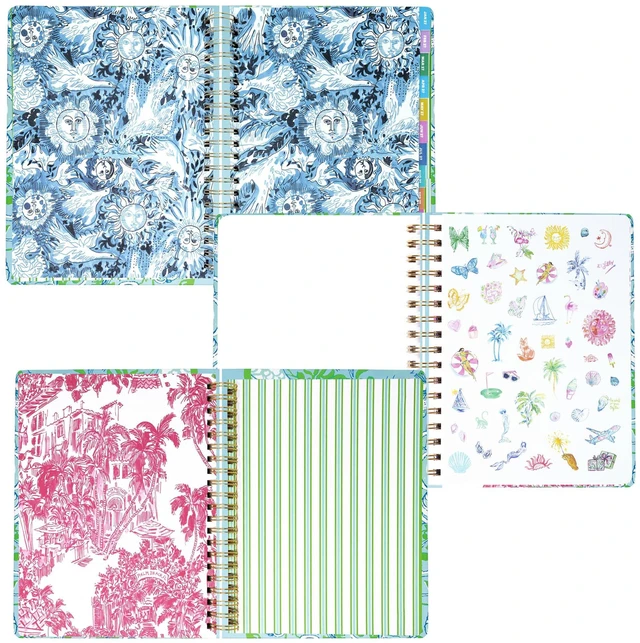 Alt view image 4 of 7 - 17-Month Large 2026-2027 Planner, Mint Burst of Joy 6.75" x 8.87" Hardcover Agenda with Gold Spiral & Elastic Loop, Weekly & Monthly Layouts, Stickers, Travel & Reflection Pages