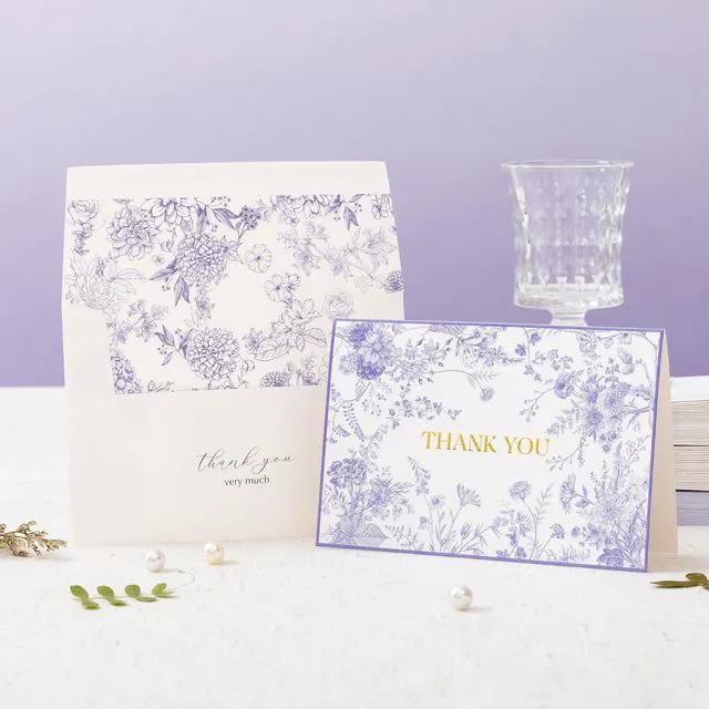 Alt view image 2 of 7 - Purple Floral Thank You Cards with Envelopes, 50 Pack Lavender Wedding Thank You Notes Bulk for Bridal Shower Baby Shower Business Graduation, All Occasion