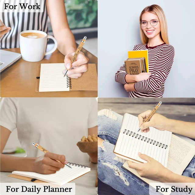 Alt view image 7 of 7 - 100 Pcs/ 50 Set Christian Gift Bulk Spiral Notebook and Pen, Brown Prayer Journal Bible Verse Ballpoint Pen, Religious Gift for Church Members Study Groups Women Men, Sunday School