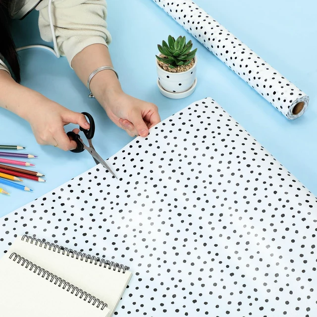 Alt view image 4 of 7 - 2 Rolls Black White Dots Fabric Paper Bulletin Board Roll Non Woven Waterproof Fade Resistant, Extra Large for Display Boards, Back to School Classroom Decor, Painting Projects