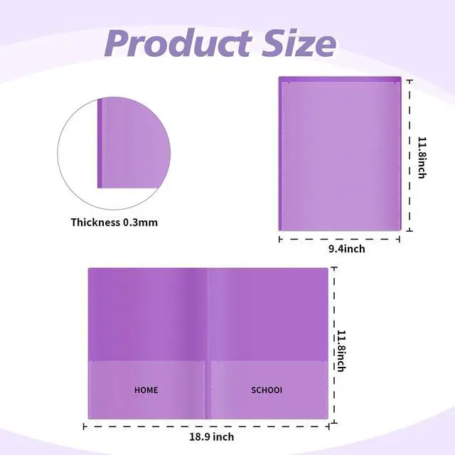 Alt view image 2 of 7 - 30 Pcs Parent Teacher Classroom Communication Folder with Clear Front Pockets, 2 Pockets Homework Folders Take Home Plastic Folders for Kid Student Home and Classroom (30, Purple)