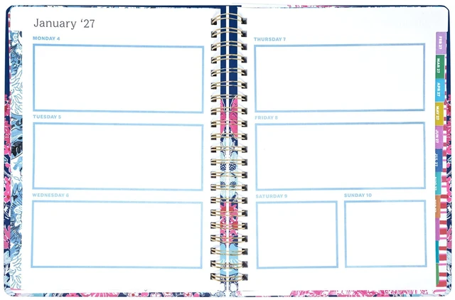 Alt view image 2 of 7 - 17-Month Jumbo 2026-2027 Planner, In All Her Glory 8.5" x 11.25" Hardcover Agenda with Gold Spiral & Elastic Loop, Weekly & Monthly Layouts, Stickers, Travel & Reflection Pages