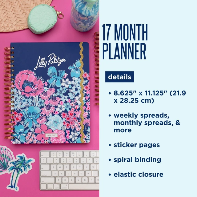 Alt view image 7 of 7 - 17-Month Jumbo 2026-2027 Planner, In All Her Glory 8.5" x 11.25" Hardcover Agenda with Gold Spiral & Elastic Loop, Weekly & Monthly Layouts, Stickers, Travel & Reflection Pages