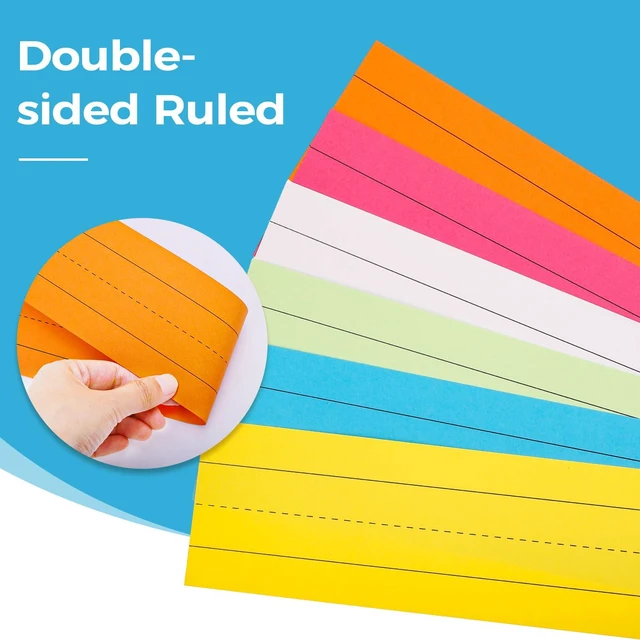 Alt view image 4 of 7 - 120Pcs Colored Sentence Strips for Teacher Cardstock,3 x 24 Rainbow Color Ruled Word Learning Strips for Writing Words,Classroom and Home,6 Colors