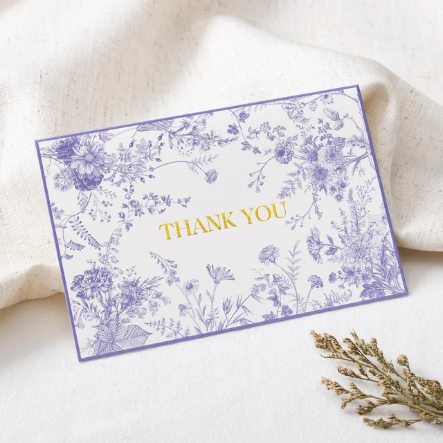 Alt view image 4 of 7 - Purple Floral Thank You Cards with Envelopes, 50 Pack Lavender Wedding Thank You Notes Bulk for Bridal Shower Baby Shower Business Graduation, All Occasion