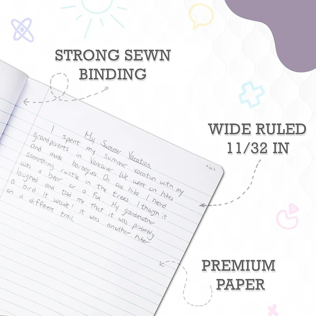 Alt view image 4 of 5 - Hardcover Wide Ruled Composition Notebook, Bright Colors | 100 Sheets/200 Pages | 9.75 x 7.5 Inch | School, Office, Note-taking - 6 Pack