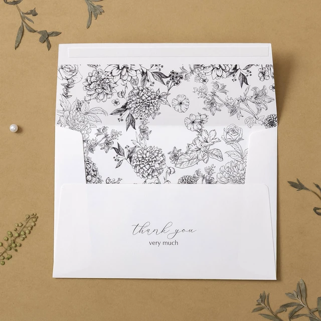Alt view image 5 of 6 - Black Floral Thank You Cards with Envelopes and Stickers, 50 Pack Wedding Thank You Notes Bulk for Bridal Shower Baby Shower Business Graduation, All Occasion