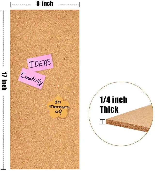 Alt view image 2 of 6 - 17x8 Cork Board Tiles Bulletin Board, 1/4" Thick Self-Adhesive Cork Boards for Walls, Cork Tiles Vision Board for Home, Office, School, Bulletin Board Decorations(6mm,12pc)