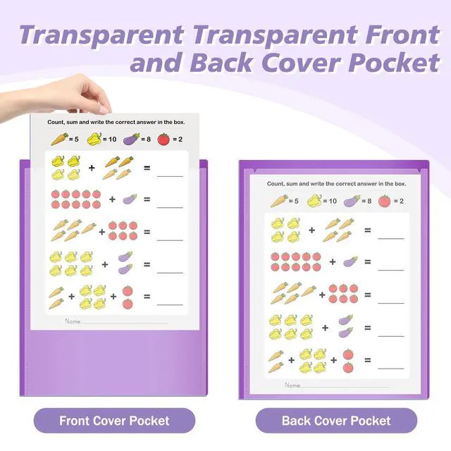 Alt view image 4 of 7 - 30 Pcs Parent Teacher Classroom Communication Folder with Clear Front Pockets, 2 Pockets Homework Folders Take Home Plastic Folders for Kid Student Home and Classroom (30, Purple)